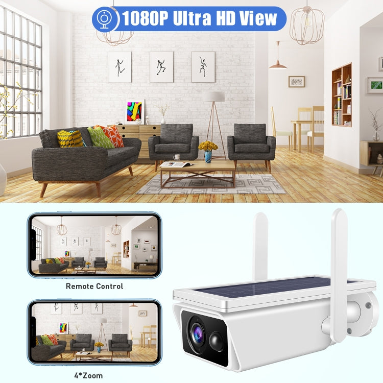 T13-2 1080P HD Solar Powered 2.4GHz WiFi Security Camera without Battery, Support Motion Detection, Night Vision, Two Way Audio, TF Card, T13-2 without Battery T13-2 1080P HD Solar Powered 2.4GHz WiFi Security Camera without Battery, Support Motion Detection, Night Vision, Two Way Audio, TF Card, T13-2 without Battery